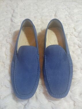 ECCO Men's S Lite Perforated Moc Slip On Nubuck Leather Blue Size 11, EU 45